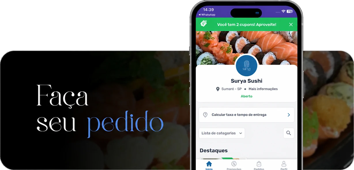 Faça seu pedido pelo cardápio online